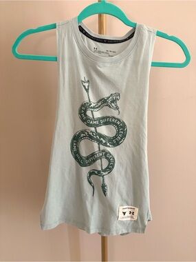Under Armour x Project Rock Pale Tank Top with Dark Green Snake Graphic